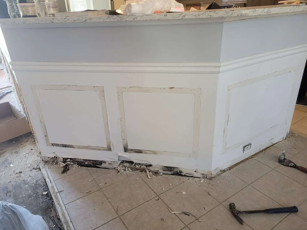 Water damage and mold on kitchen during Storm Damage Restoration in Parma